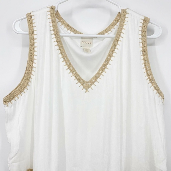 Chico's White Crochet Trim Sleeveless Maxi Dress - Picture 3 of 10